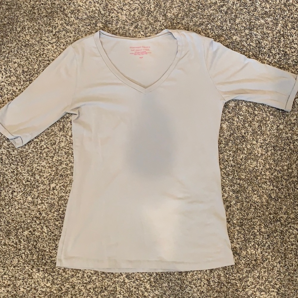 Grey Downeast Basics Half Sleeve V-Neck